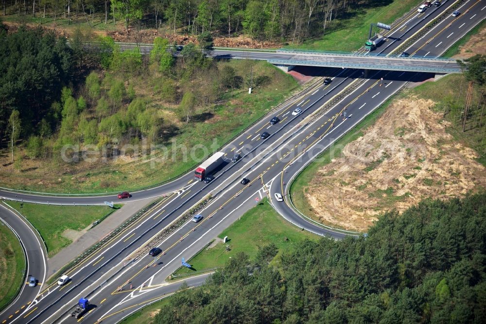 Aerial photograph Dannenreich - Construction and widening of the route of the highway / motorway BAB A12 / E30 in the intersection of State Road L39 at Dannenreich in Brandenburg