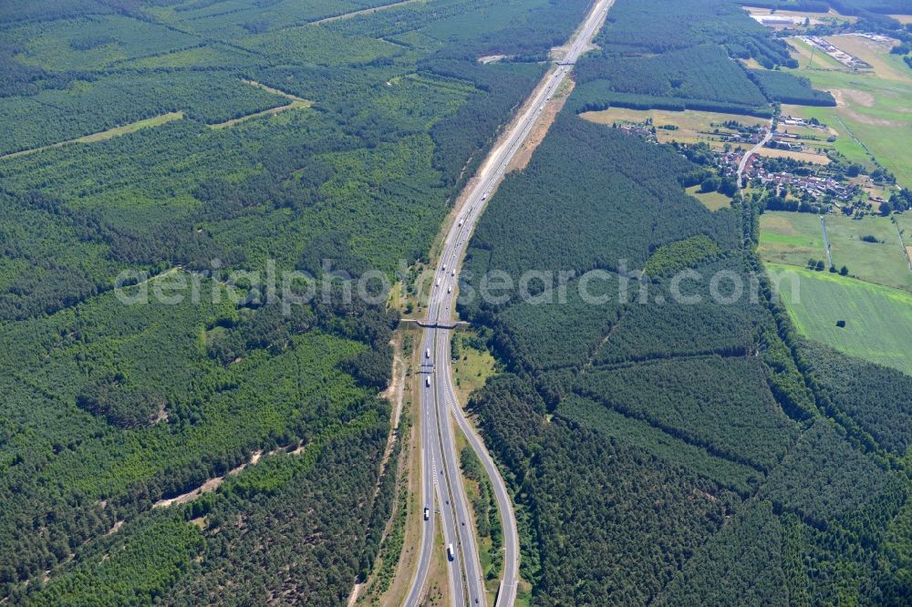 Aerial photograph Dannenreich - Construction and widening of the route of the highway / motorway BAB A12 / E30 in the intersection of State Road L39 at Dannenreich in Brandenburg