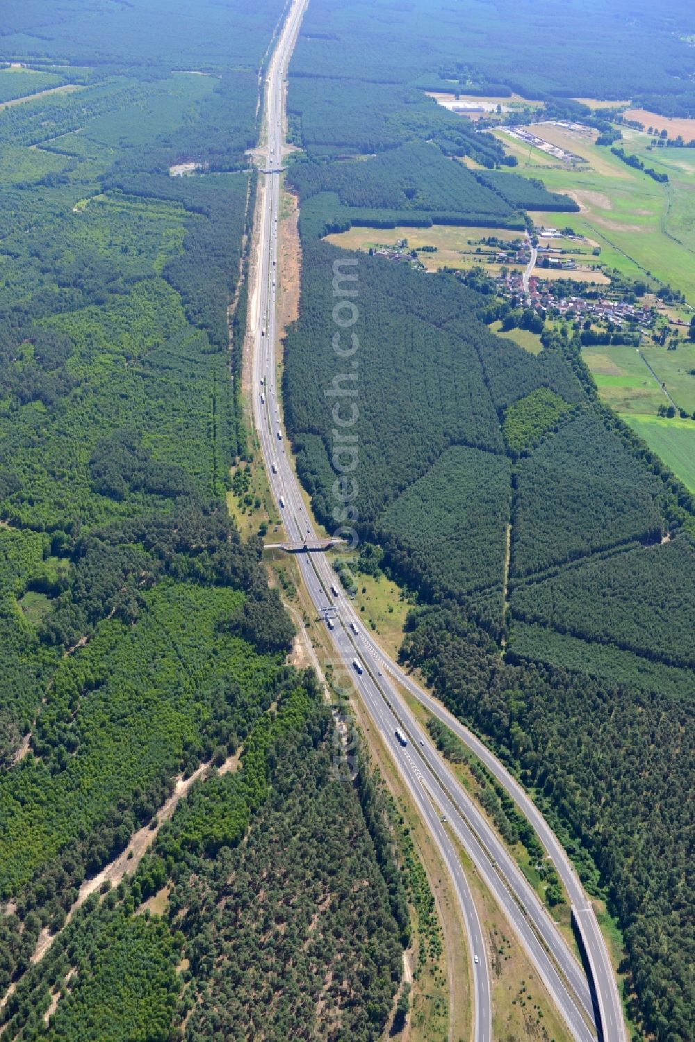 Aerial photograph Dannenreich - Construction and widening of the route of the highway / motorway BAB A12 / E30 in the intersection of State Road L39 at Dannenreich in Brandenburg