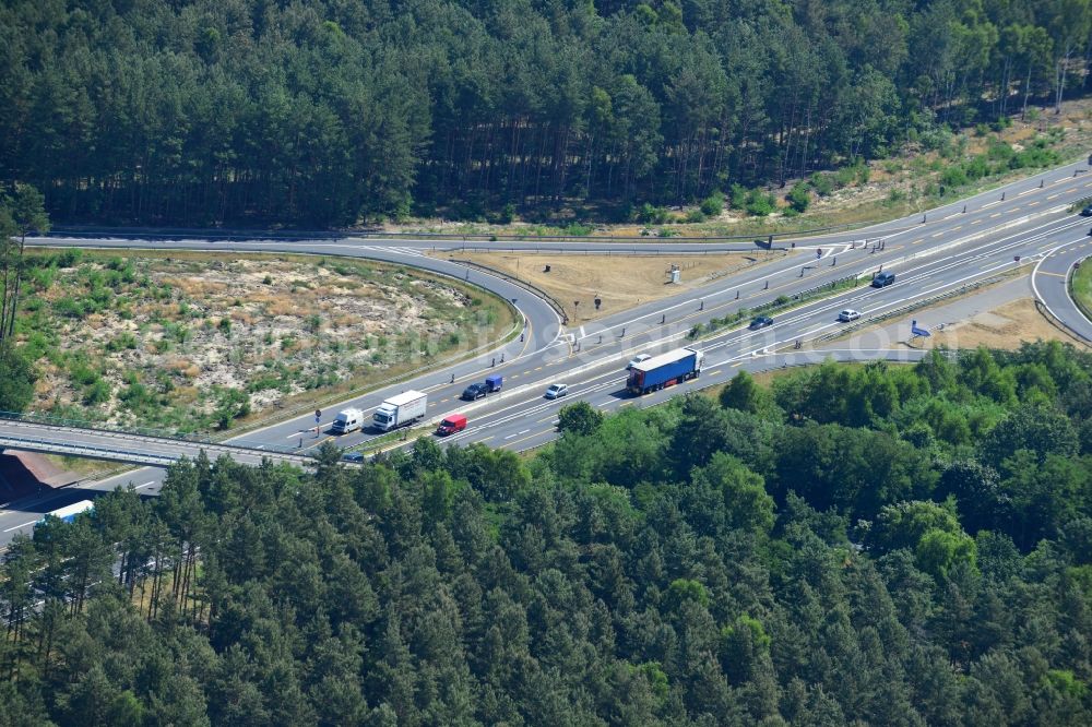 Aerial photograph Dannenreich - Construction and widening of the route of the highway / motorway BAB A12 / E30 in the intersection of State Road L39 at Dannenreich in Brandenburg