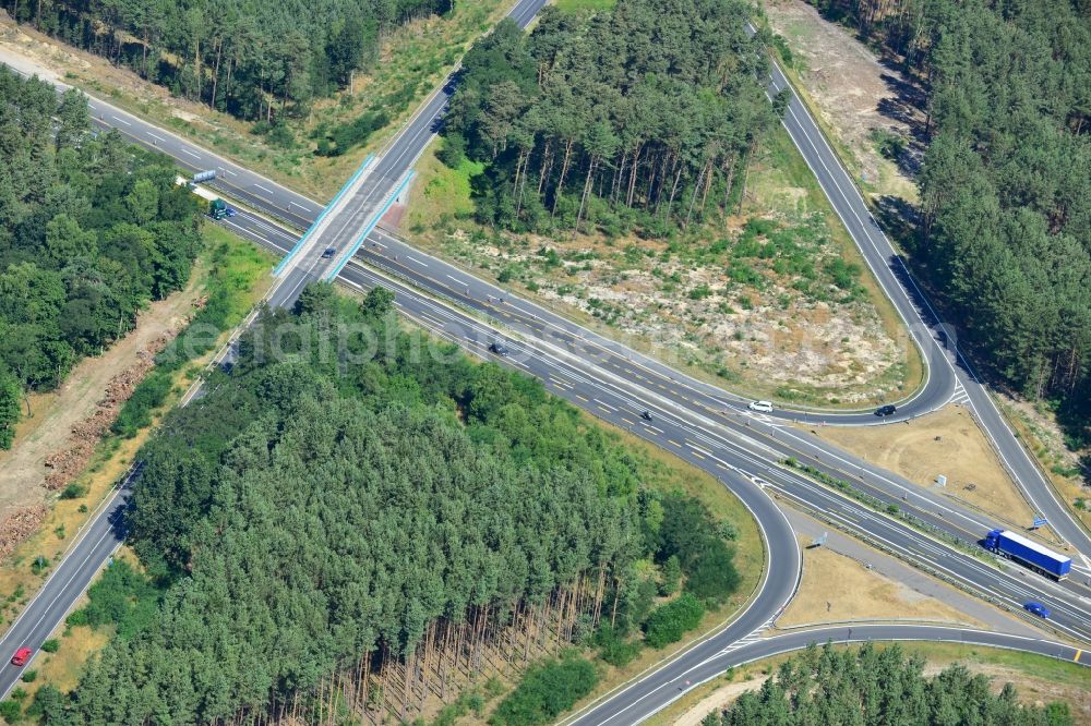 Aerial photograph Dannenreich - Construction and widening of the route of the highway / motorway BAB A12 / E30 in the intersection of State Road L39 at Dannenreich in Brandenburg