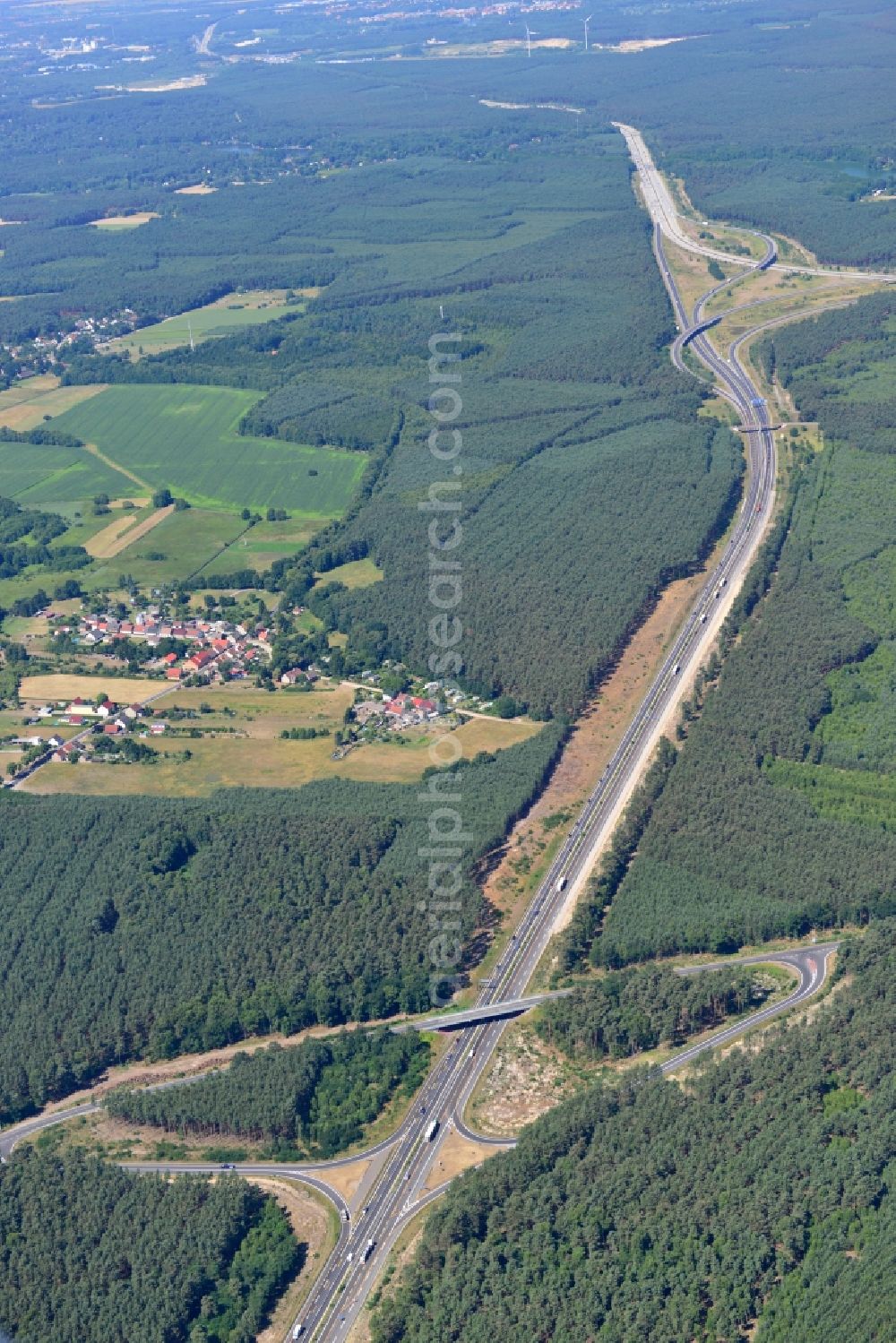 Aerial photograph Dannenreich - Construction and widening of the route of the highway / motorway BAB A12 / E30 in the intersection of State Road L39 at Dannenreich in Brandenburg