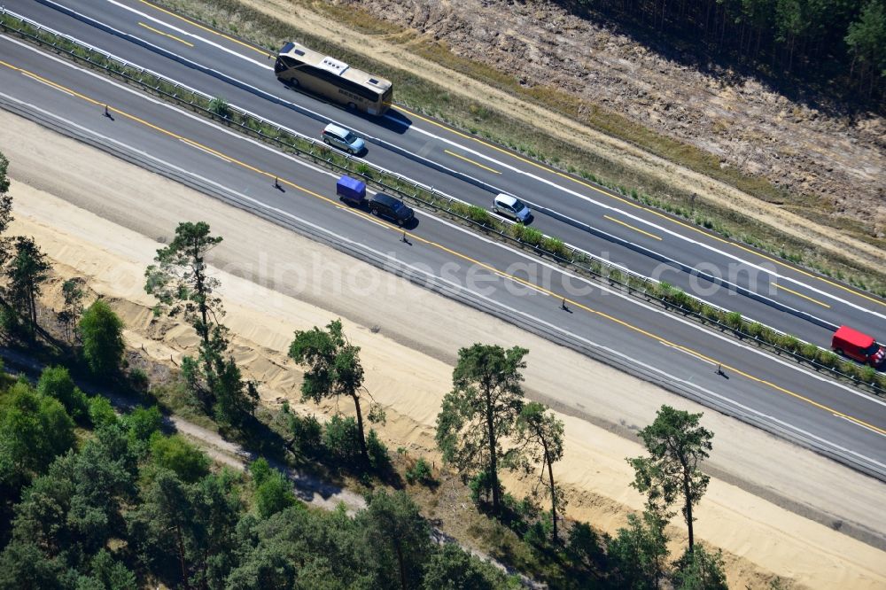 Aerial photograph Dannenreich - Construction and widening of the route of the highway / motorway BAB A12 / E30 in the intersection of State Road L39 at Dannenreich in Brandenburg