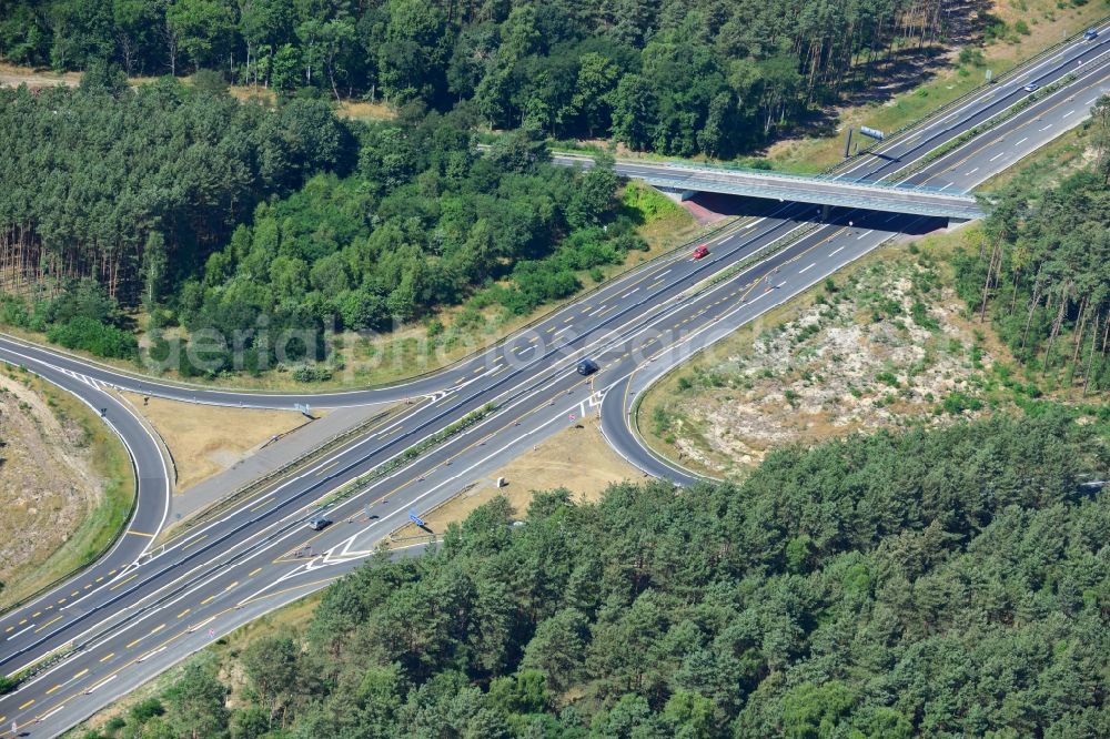 Aerial image Dannenreich - Construction and widening of the route of the highway / motorway BAB A12 / E30 in the intersection of State Road L39 at Dannenreich in Brandenburg