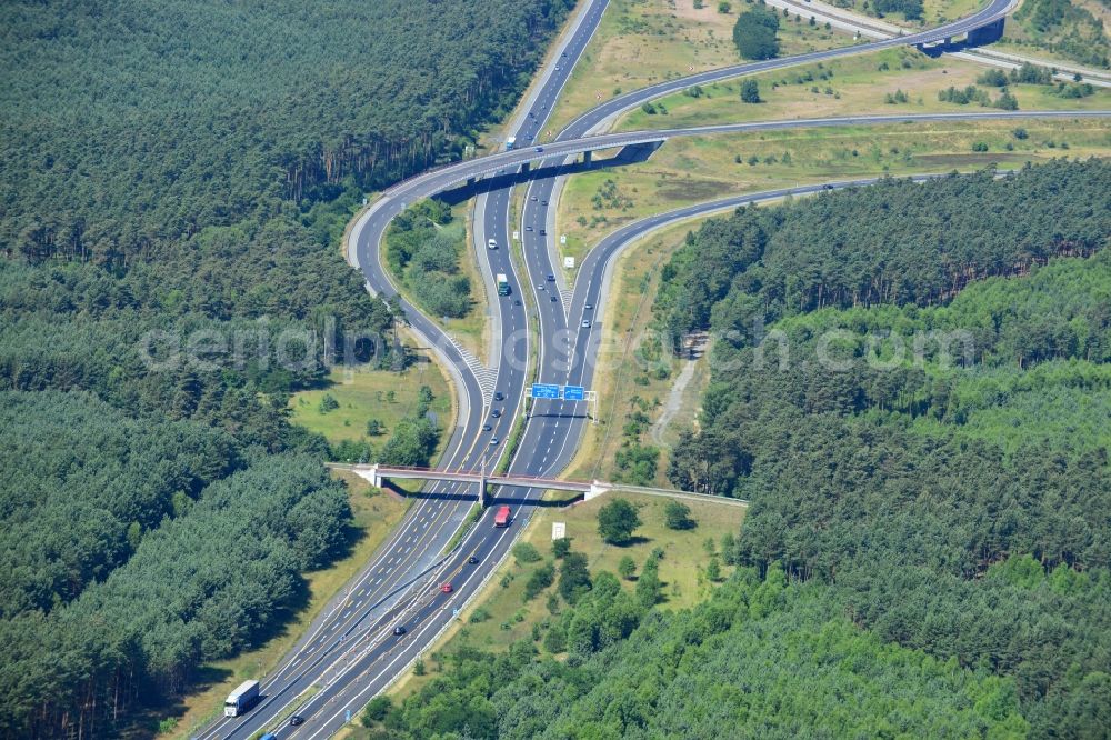 Aerial image Dannenreich - Construction and widening of the route of the highway / motorway BAB A12 / E30 in the intersection of State Road L39 at Dannenreich in Brandenburg