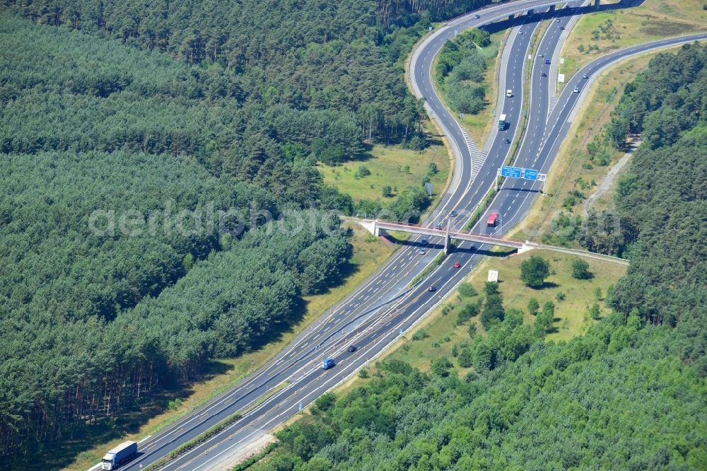 Aerial photograph Dannenreich - Construction and widening of the route of the highway / motorway BAB A12 / E30 in the intersection of State Road L39 at Dannenreich in Brandenburg