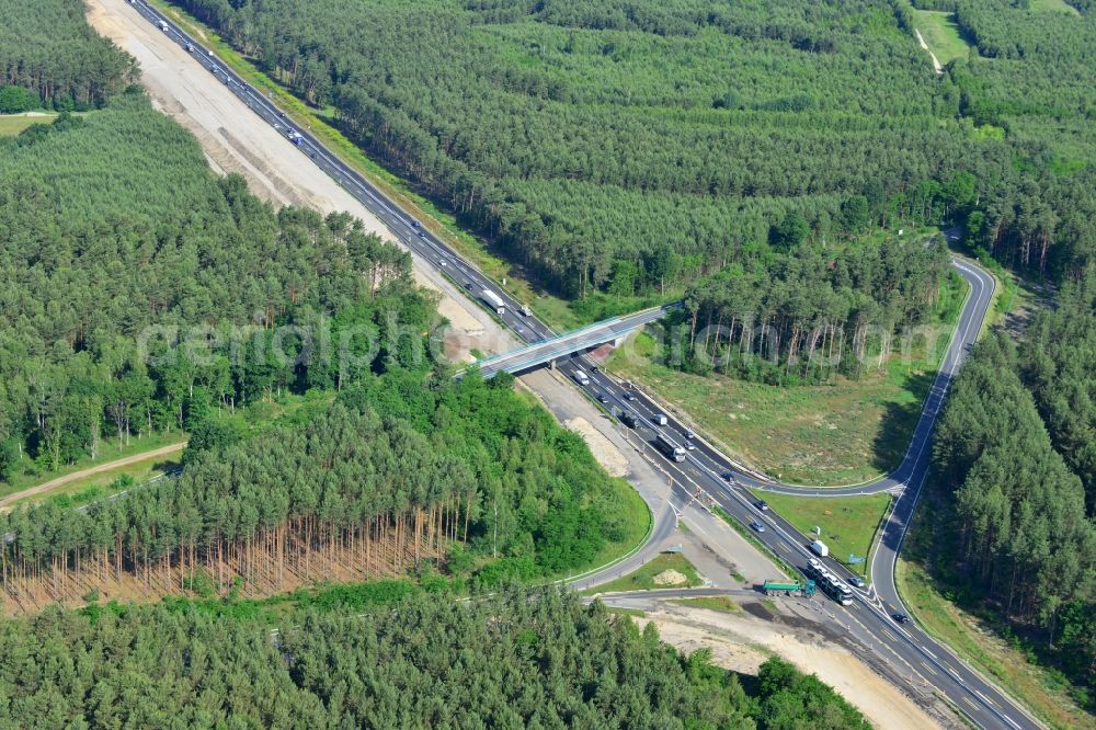 Aerial photograph Dannenreich - Construction and widening of the route of the highway / motorway BAB A12 / E30 in the intersection of State Road L39 at Dannenreich in Brandenburg