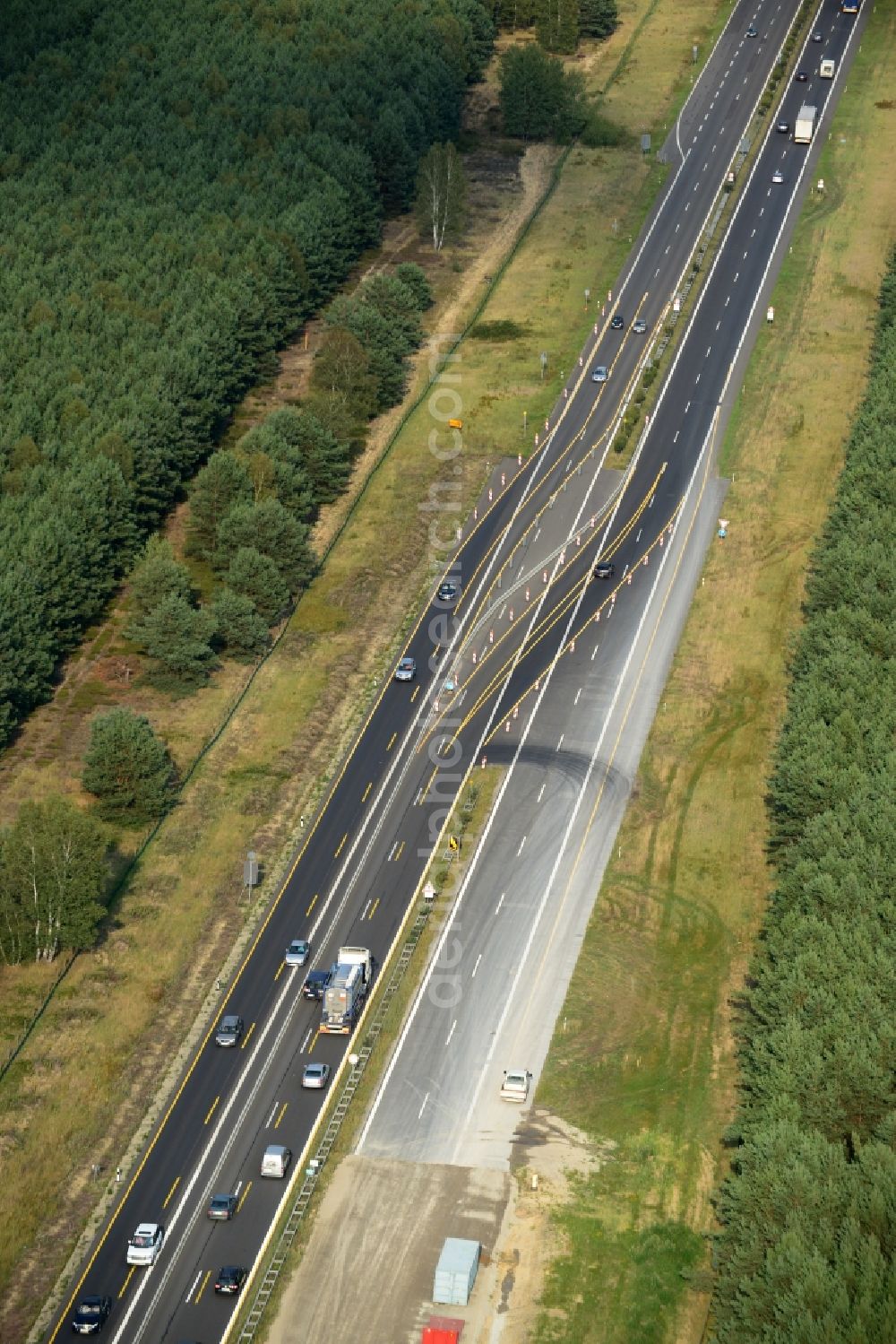 Aerial photograph Friedersdorf - Construction and widening of the route of the highway / motorway BAB A12 at Friedersdorf at the Berliner Ring in Brandenburg