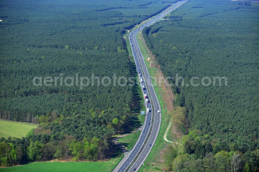 Aerial photograph Markgrafpieske - View expansion and widening of the route of the highway / motorway BAB A12 / E30 Markgrafpieske in the state of Brandenburg