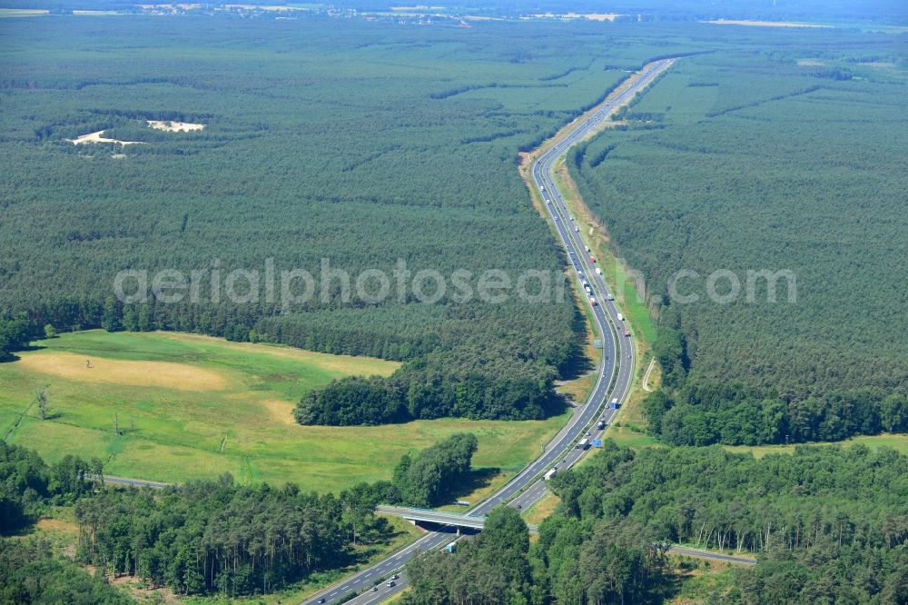 Aerial photograph Markgrafpieske - Construction and widening of the route of the highway / motorway BAB A12 / E30 at Markgrafpieske in Brandenburg