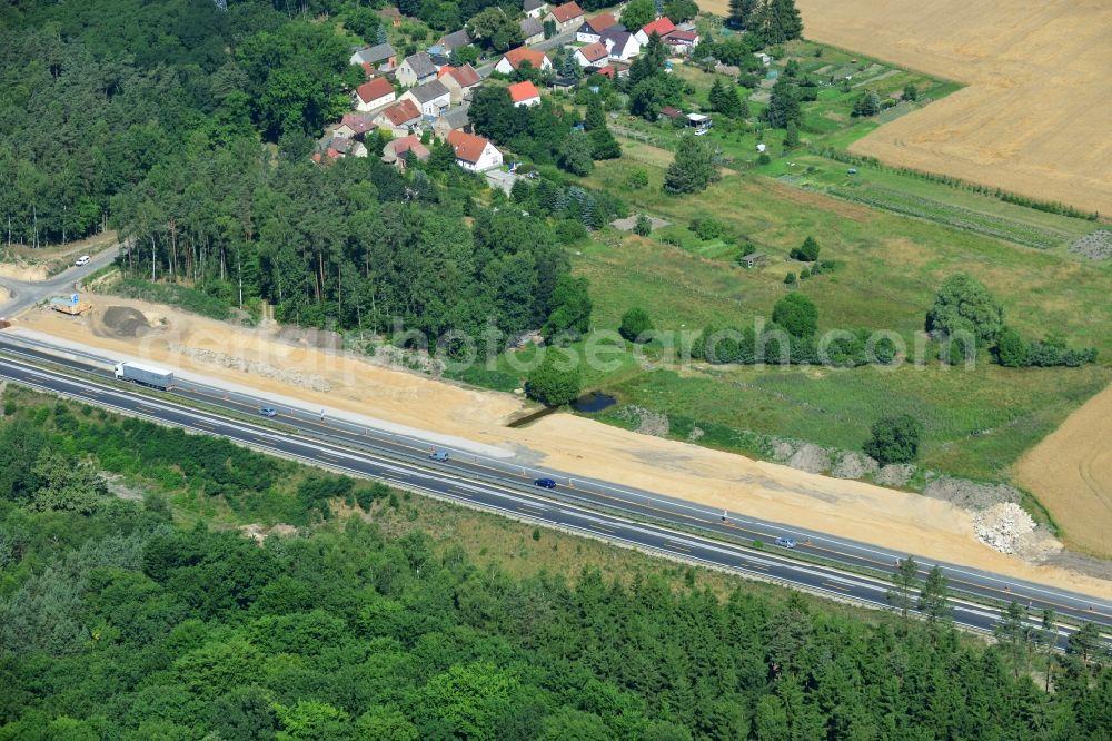 Aerial photograph Markgrafpieske - Construction and widening of the route of the highway / motorway BAB A12 / E30 at Markgrafpieske in Brandenburg