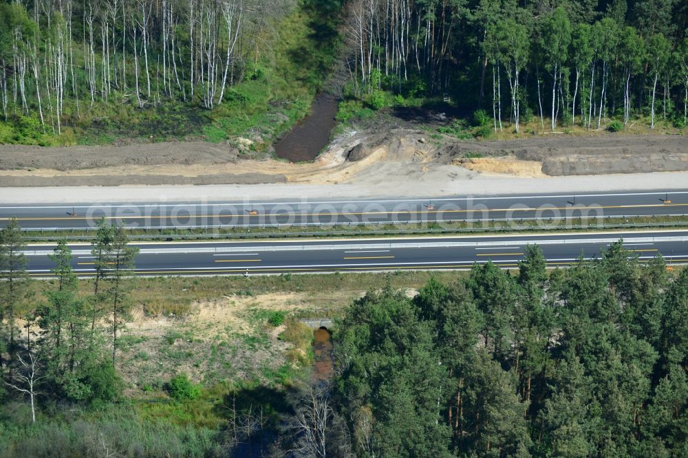 Aerial image Markgrafpieske - Construction and widening of the route of the highway / motorway BAB A12 / E30 at Markgrafpieske in Brandenburg