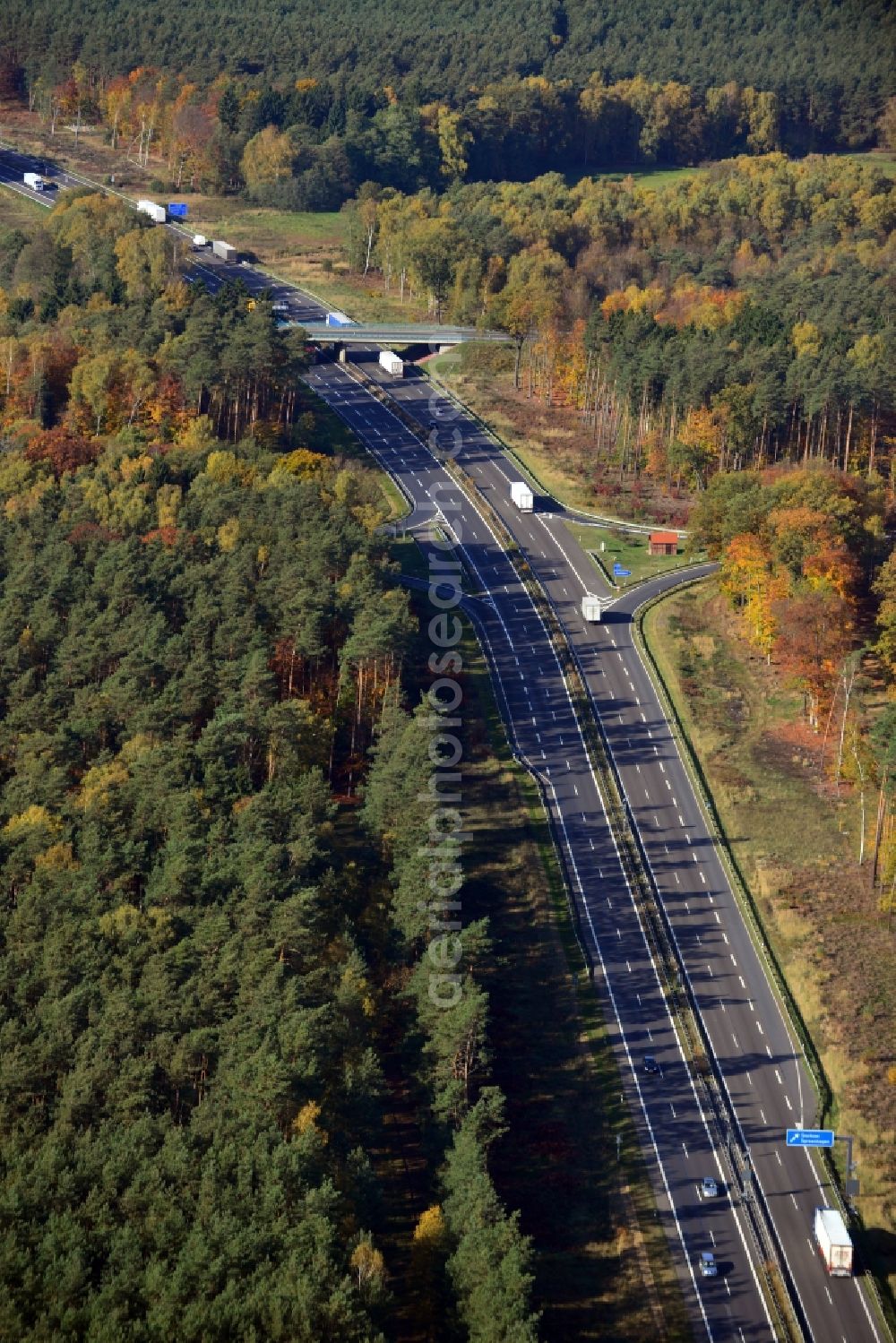 Aerial photograph Markgrafpieske - View expansion and widening of the route of the highway / motorway BAB A12 / E30 Markgrafpieske in the state of Brandenburg