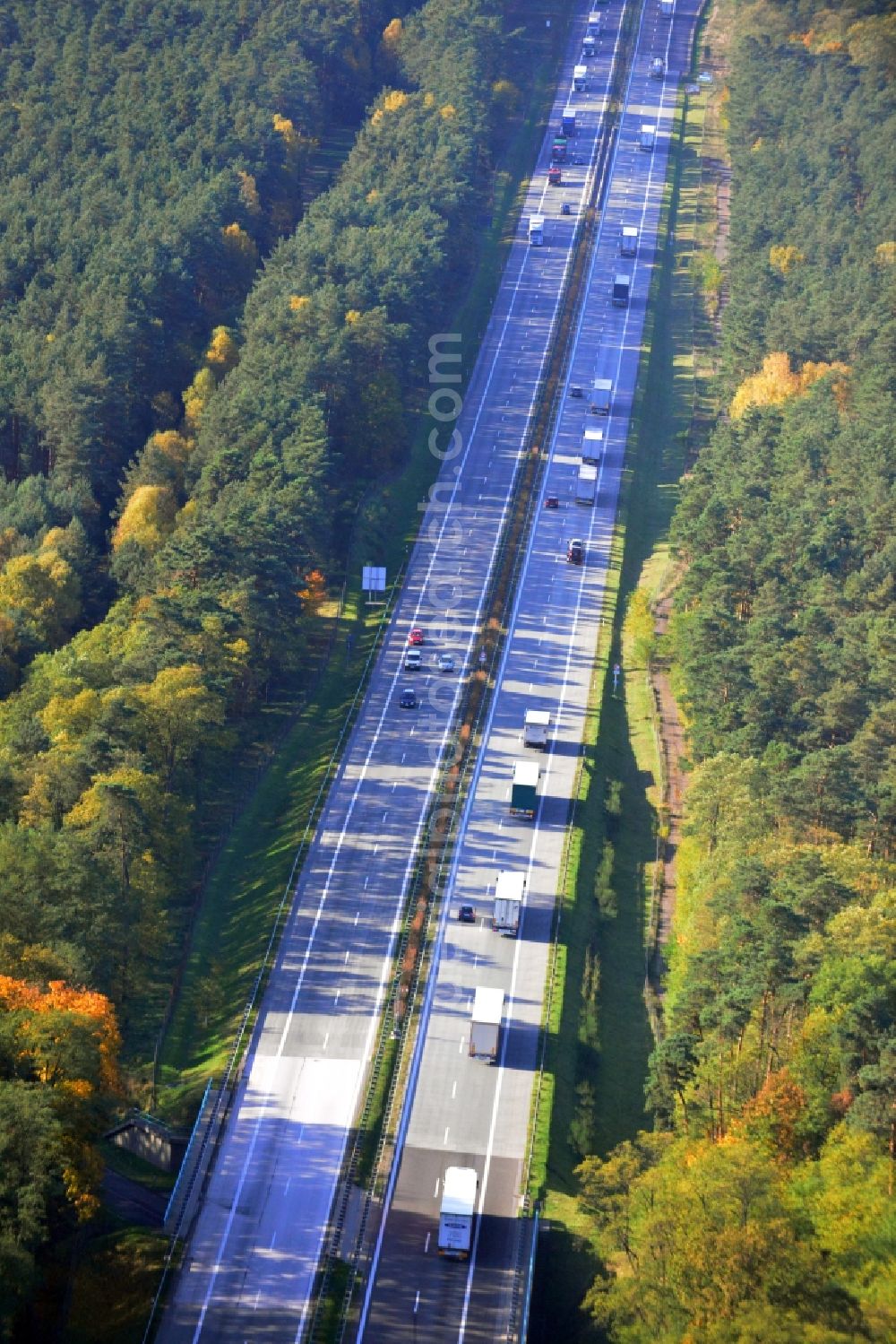 Aerial photograph Markgrafpieske - View expansion and widening of the route of the highway / motorway BAB A12 / E30 Markgrafpieske in the state of Brandenburg