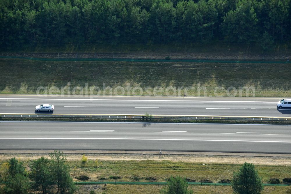 Aerial photograph Markgrafpieske - View expansion and widening of the route of the highway / motorway BAB A12 / E30 Markgrafpieske in the state of Brandenburg