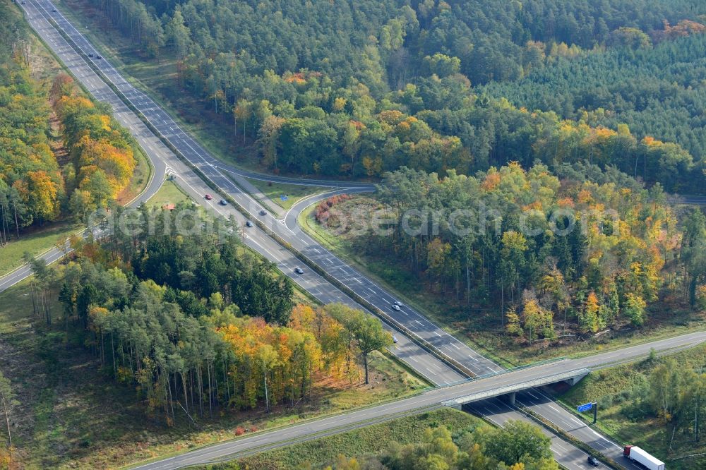 Markgrafpieske from the bird's eye view: View expansion and widening of the route of the highway / motorway BAB A12 / E30 Markgrafpieske in the state of Brandenburg