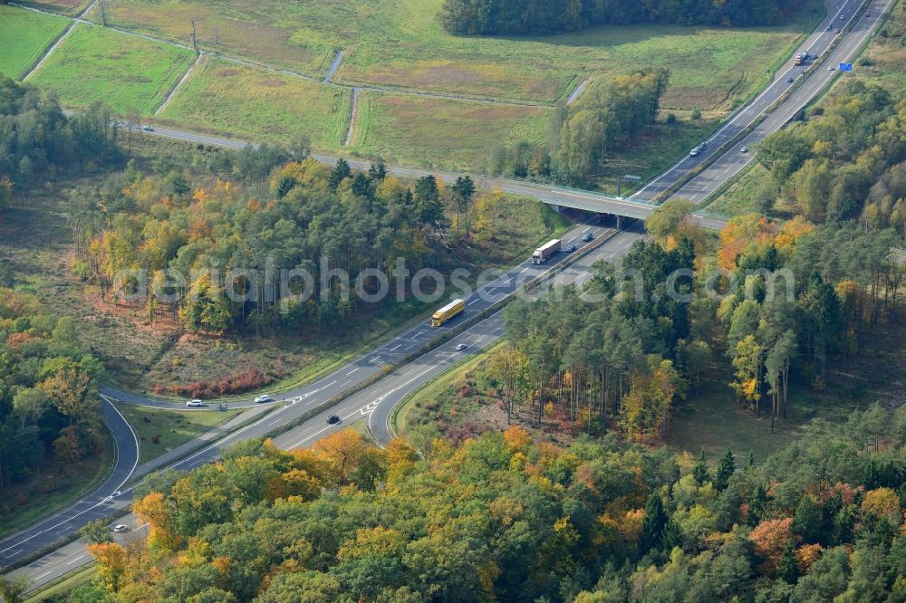 Aerial photograph Markgrafpieske - View expansion and widening of the route of the highway / motorway BAB A12 / E30 Markgrafpieske in the state of Brandenburg