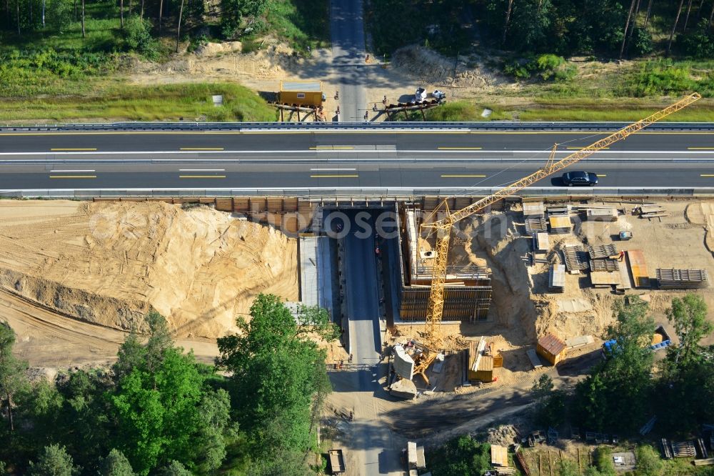 Aerial photograph Markgrafpieske - View expansion and widening of the route of the highway / motorway BAB A12 / E30 Markgrafpieske in the state of Brandenburg