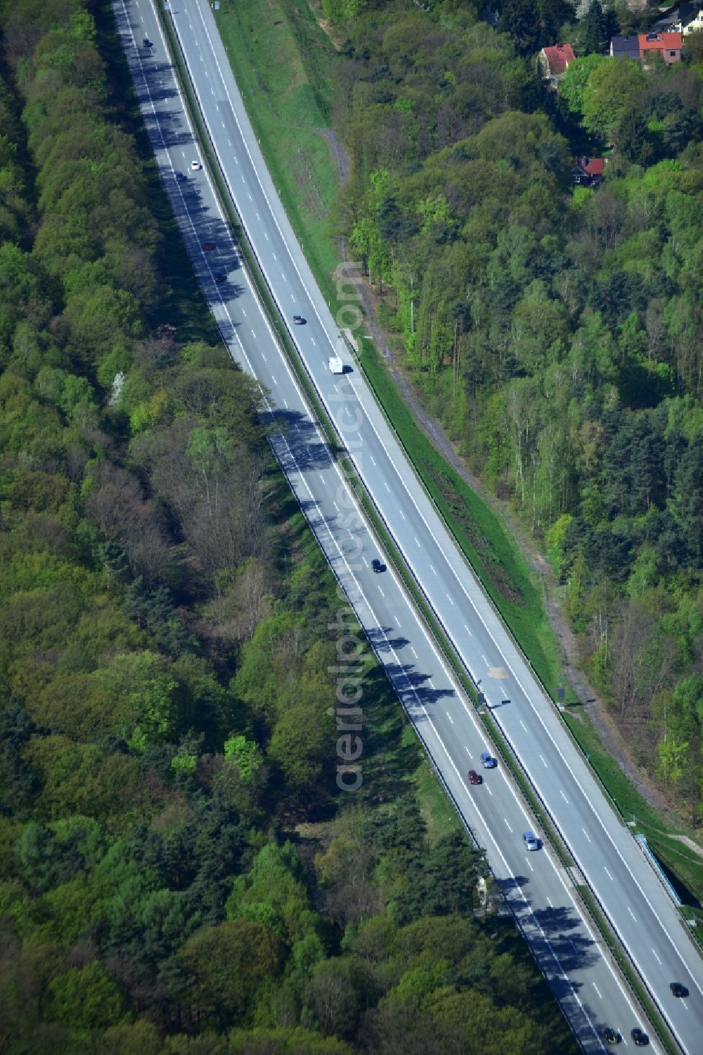 Aerial image Rauen - View expansion and widening of the route of the highway / motorway BAB A12 / E30 Rauen in the state of Brandenburg