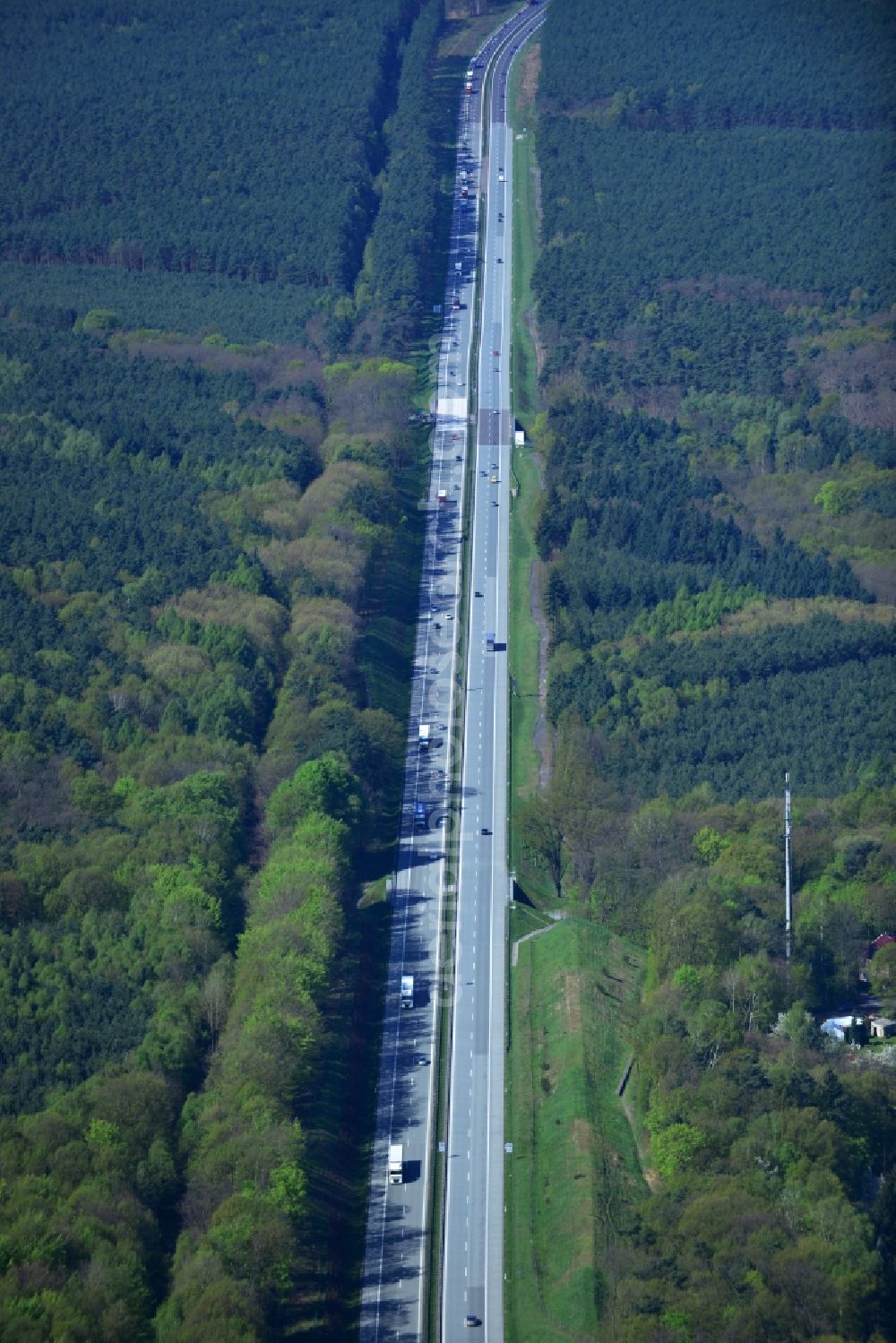 Aerial photograph Rauen - View expansion and widening of the route of the highway / motorway BAB A12 / E30 Rauen in the state of Brandenburg