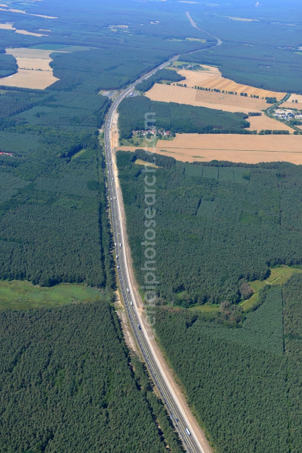 Aerial image Rauen - Construction and widening of the route of the highway / motorway BAB A12 / E30 at Rauen in Brandenburg