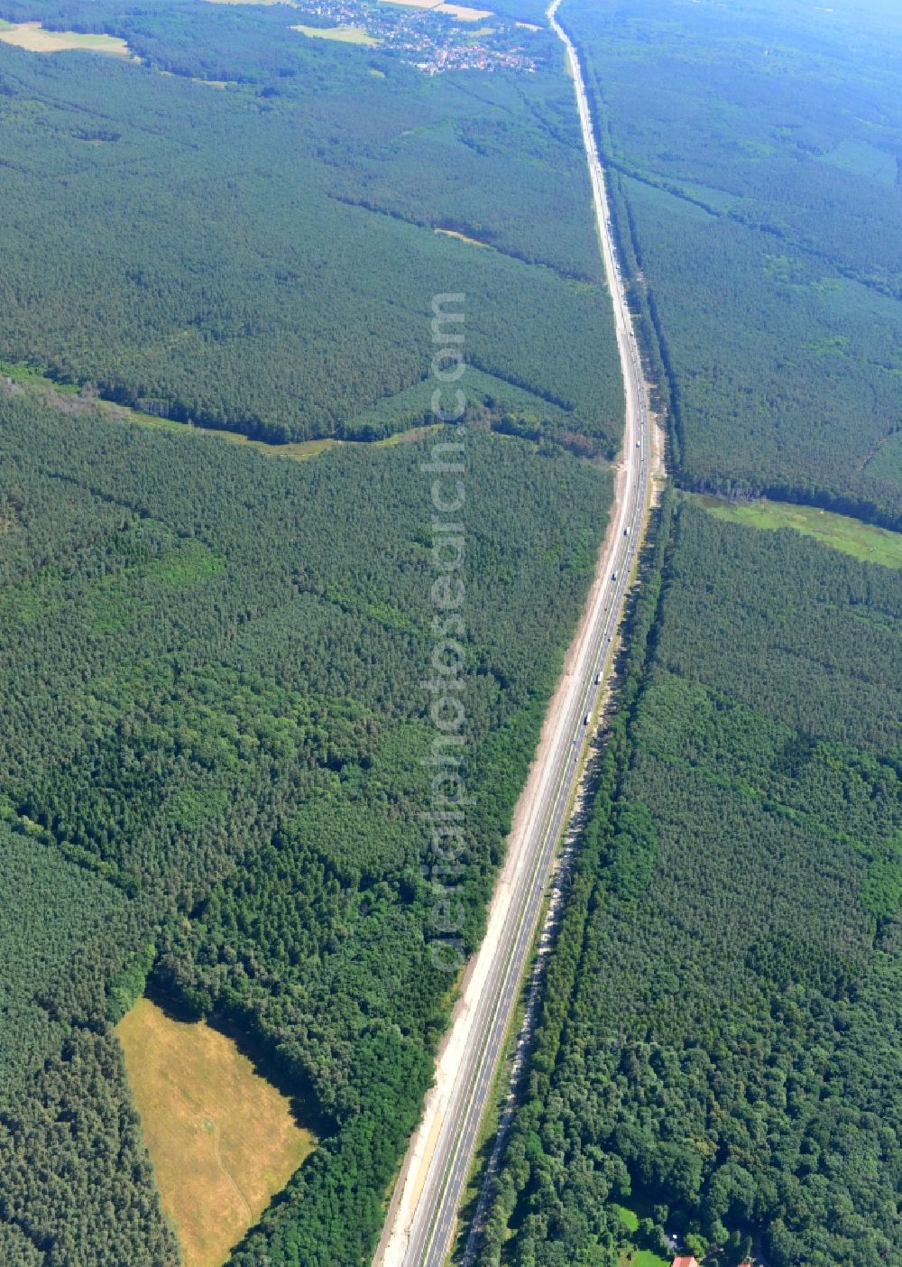 Aerial photograph Rauen - Construction and widening of the route of the highway / motorway BAB A12 / E30 at Rauen in Brandenburg