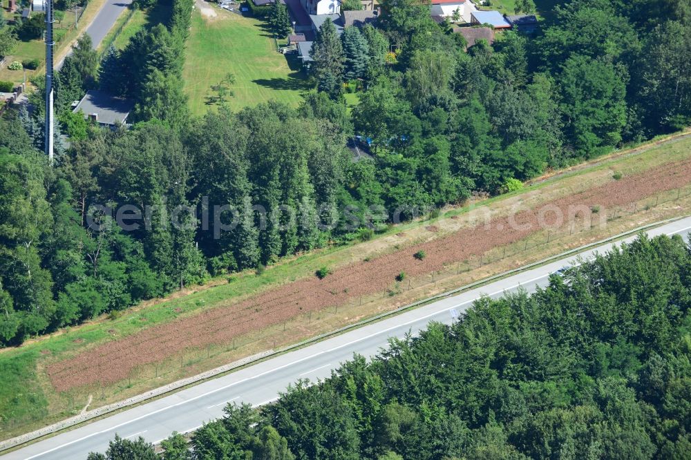 Rauen from above - Construction and widening of the route of the highway / motorway BAB A12 / E30 at Rauen in Brandenburg