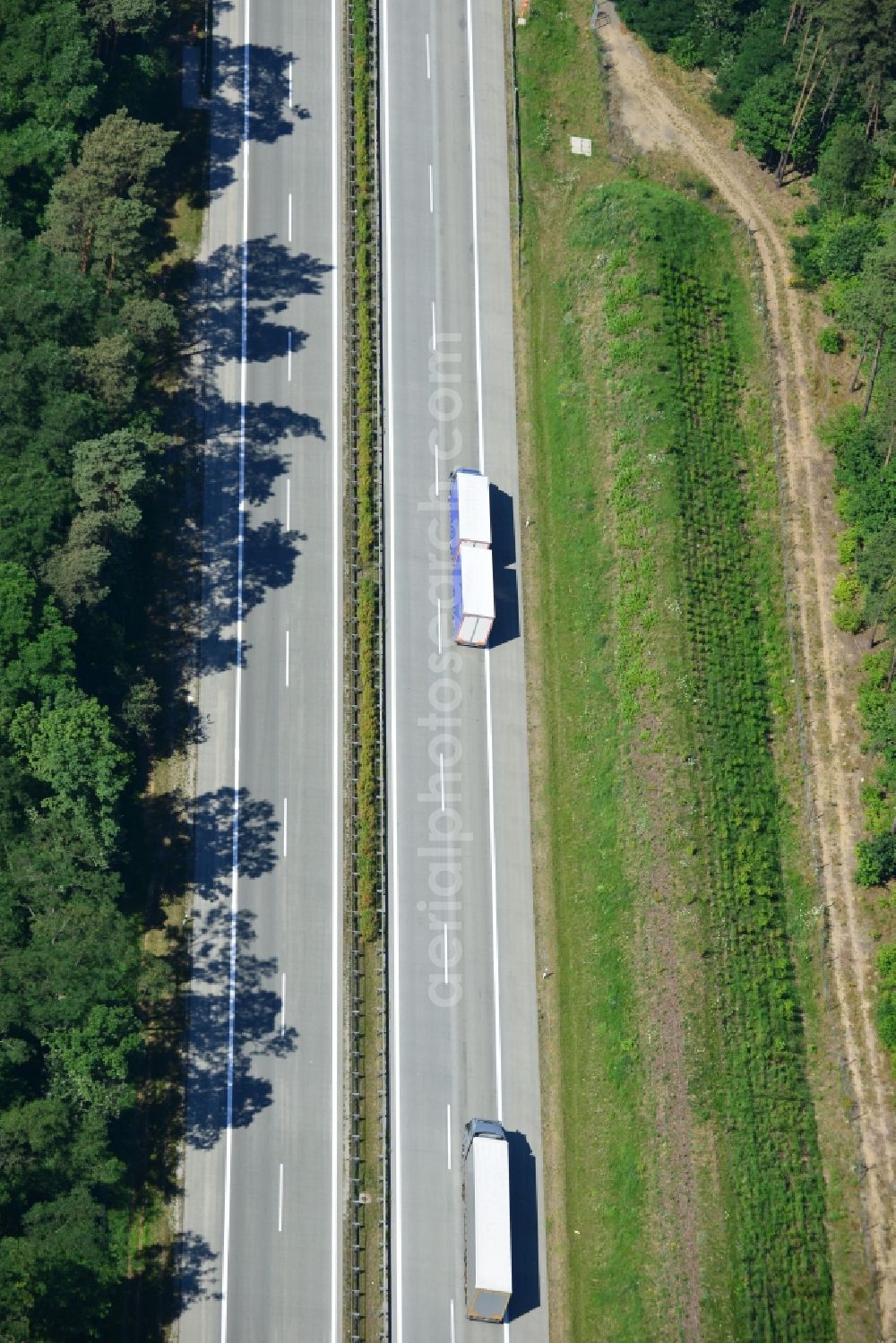 Aerial image Rauen - Construction and widening of the route of the highway / motorway BAB A12 / E30 at Rauen in Brandenburg