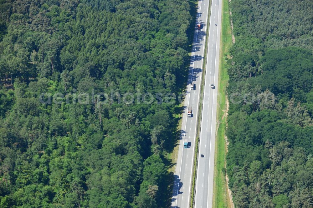 Aerial photograph Rauen - Construction and widening of the route of the highway / motorway BAB A12 / E30 at Rauen in Brandenburg