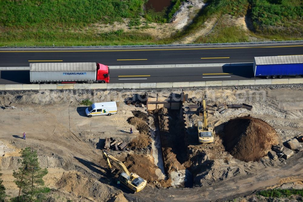 Aerial photograph Rauen - Construction and widening of the route of the highway / motorway BAB A12 / E30 at Rauen in Brandenburg