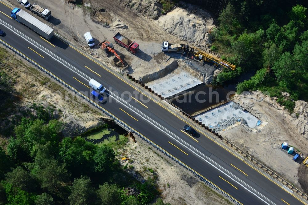 Aerial photograph Rauen - Construction and widening of the route of the highway / motorway BAB A12 / E30 at Rauen in Brandenburg