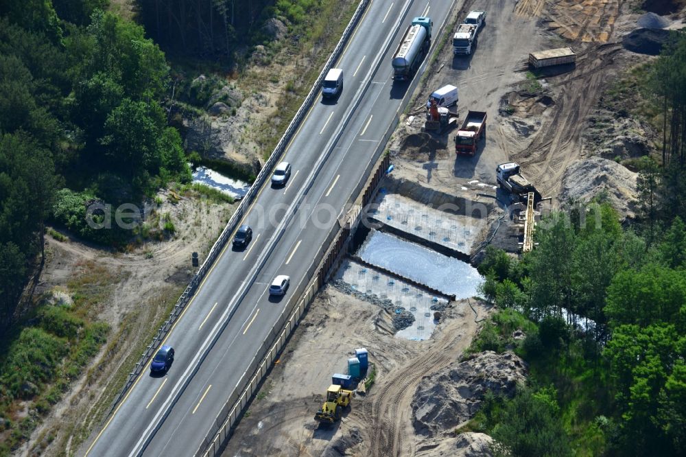 Aerial image Rauen - Construction and widening of the route of the highway / motorway BAB A12 / E30 at Rauen in Brandenburg