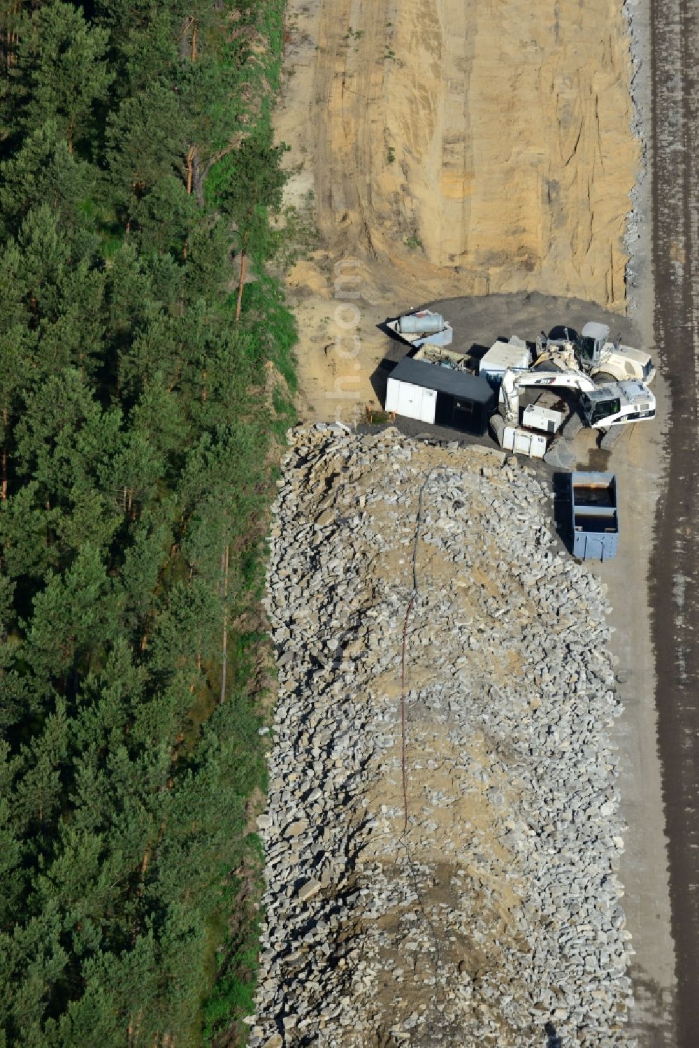 Aerial photograph Rauen - Construction and widening of the route of the highway / motorway BAB A12 / E30 at Rauen in Brandenburg