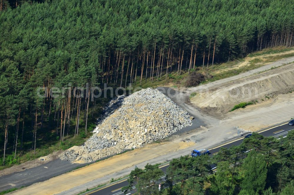 Aerial image Rauen - Construction and widening of the route of the highway / motorway BAB A12 / E30 at Rauen in Brandenburg