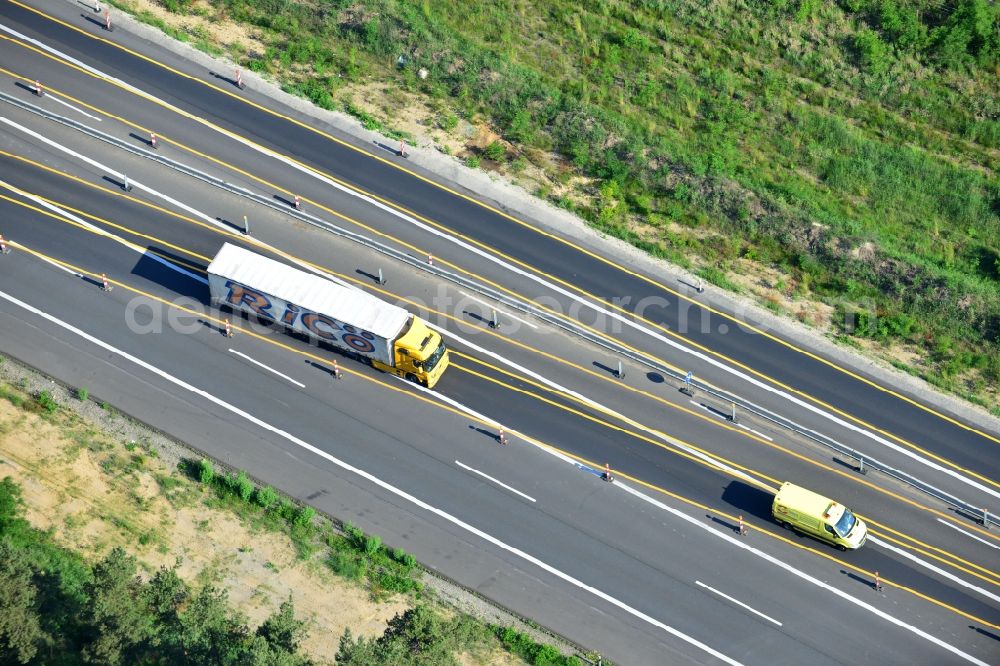 Aerial photograph Rauen - Construction and widening of the route of the highway / motorway BAB A12 / E30 at Rauen in Brandenburg