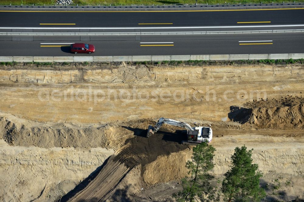 Aerial photograph Rauen - Construction and widening of the route of the highway / motorway BAB A12 / E30 at Rauen in Brandenburg