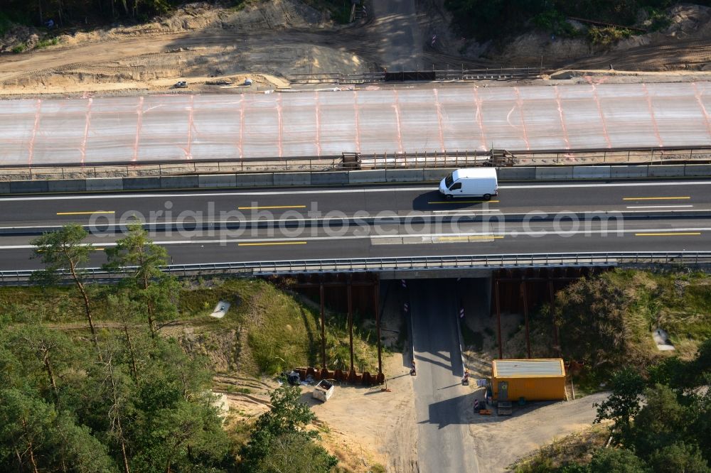 Aerial image Rauen - Construction and widening of the route of the highway / motorway BAB A12 / E30 at Rauen in Brandenburg