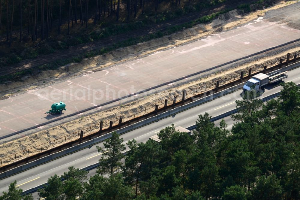 Aerial photograph Rauen - Construction and widening of the route of the highway / motorway BAB A12 / E30 at Rauen in Brandenburg