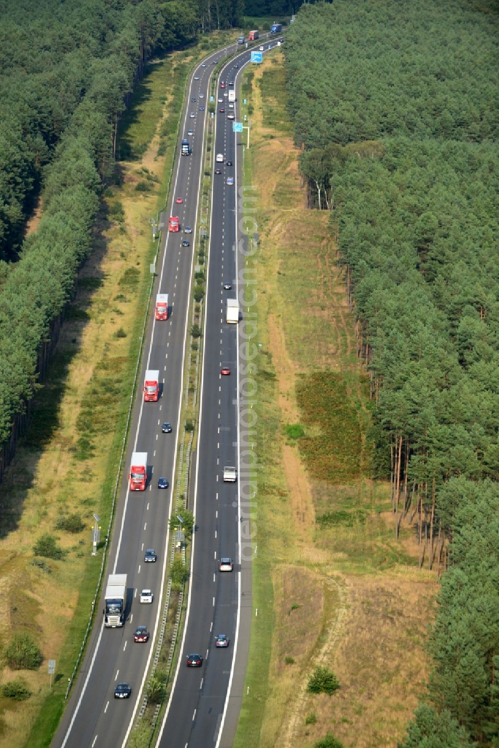 Spreenhagen from above - Construction and widening of the route of the highway / motorway BAB A12 at Spreenhagen on Berlin's ring in Brandenburg