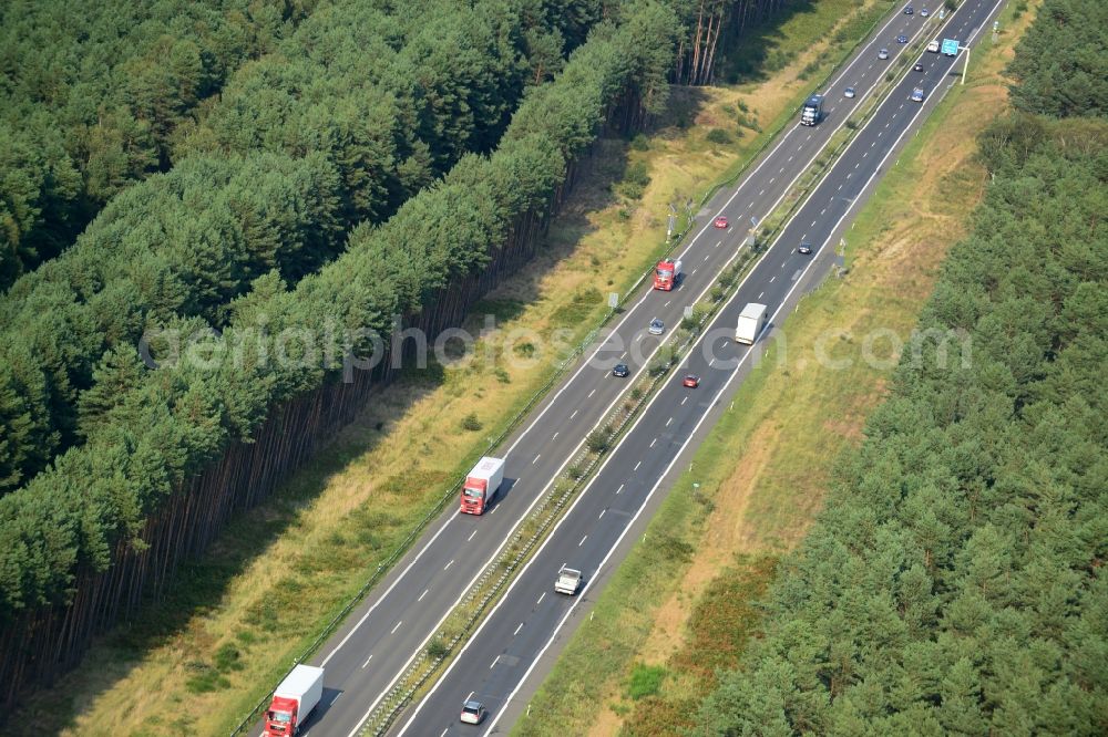 Spreenhagen from the bird's eye view: Construction and widening of the route of the highway / motorway BAB A12 at Spreenhagen on Berlin's ring in Brandenburg