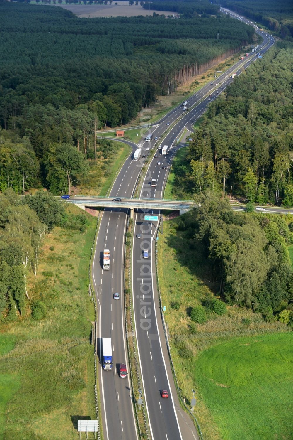 Spreenhagen from above - Construction and widening of the route of the highway / motorway BAB A12 at Spreenhagen on Berlin's ring in Brandenburg