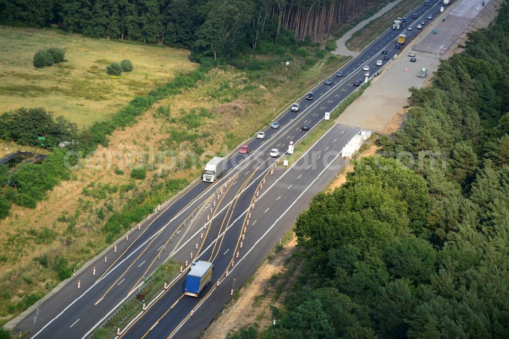 Aerial photograph Spreenhagen - Construction and widening of the route of the highway / motorway BAB A12 at Spreenhagen on Berlin's ring in Brandenburg