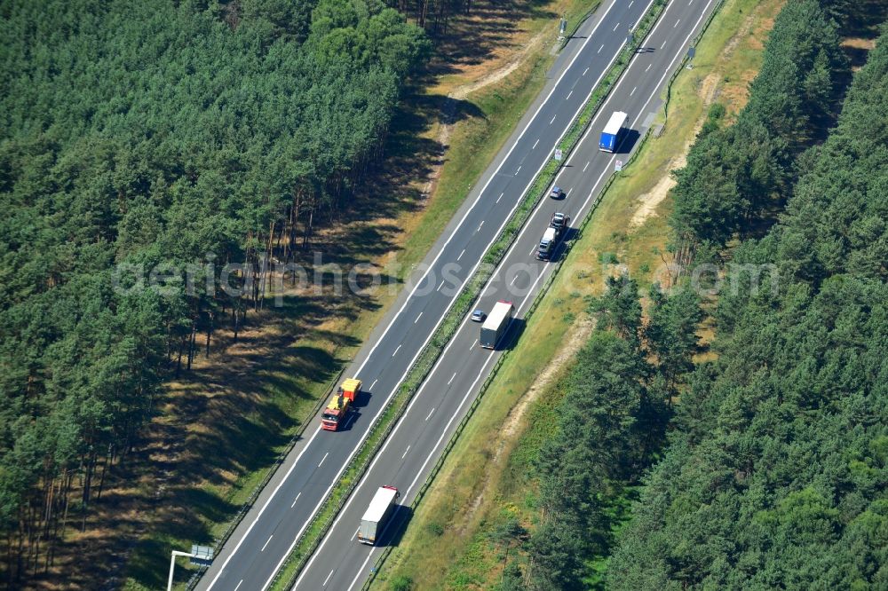 Aerial image Spreenhagen - Construction and widening of the route of the highway / motorway BAB A12 / E30 at Spreenhagen in Brandenburg