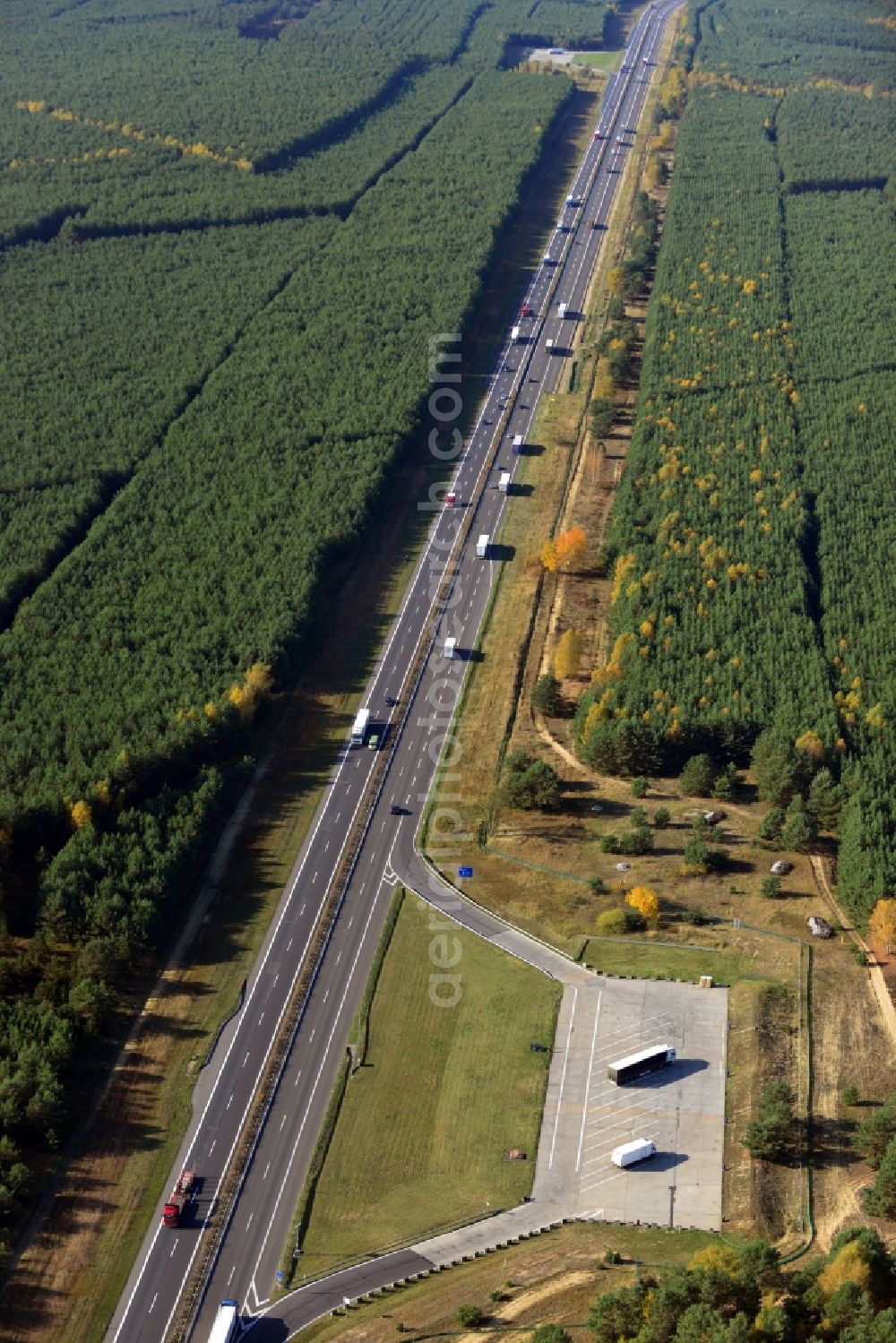 Aerial image Spreenhagen - Construction and widening of the route of the highway / motorway BAB A12 / E30 at Spreenhagen in Brandenburg