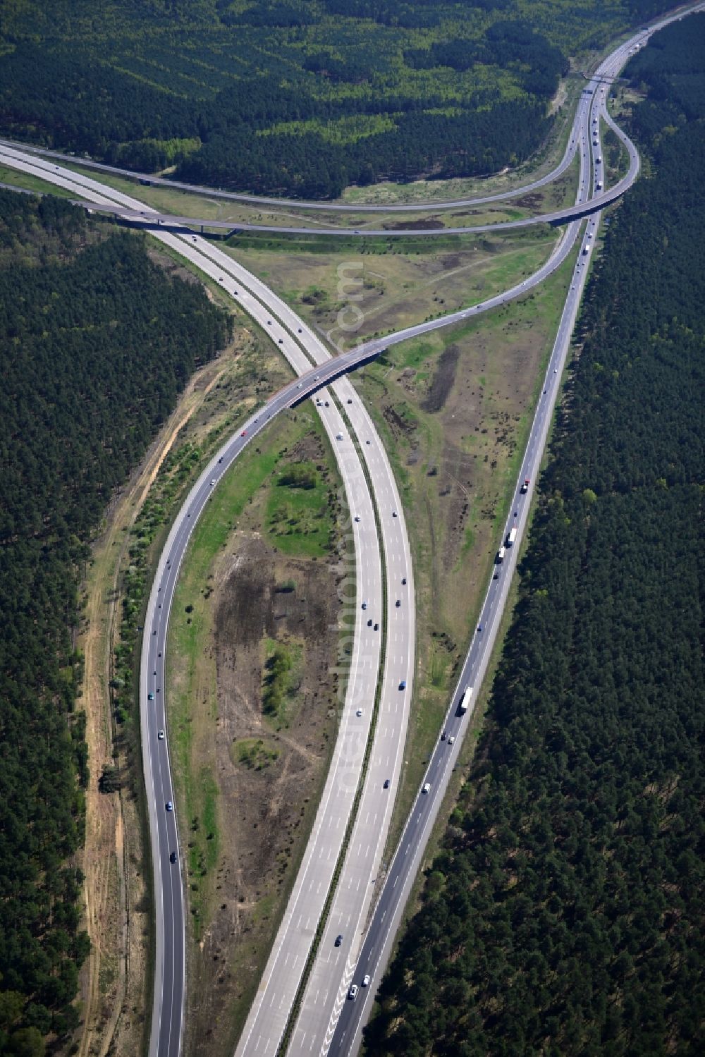 Aerial photograph Schwanebeck - Construction and widening of the route of the highway / motorway BAB A12 in Brandenburg