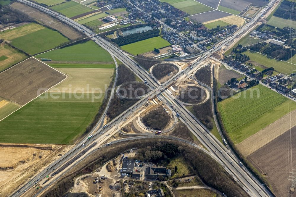 Kaarst from above - Expansion of the A57 from four to six lanes at the junction Kaarst in the state of North Rhine-Westphalia