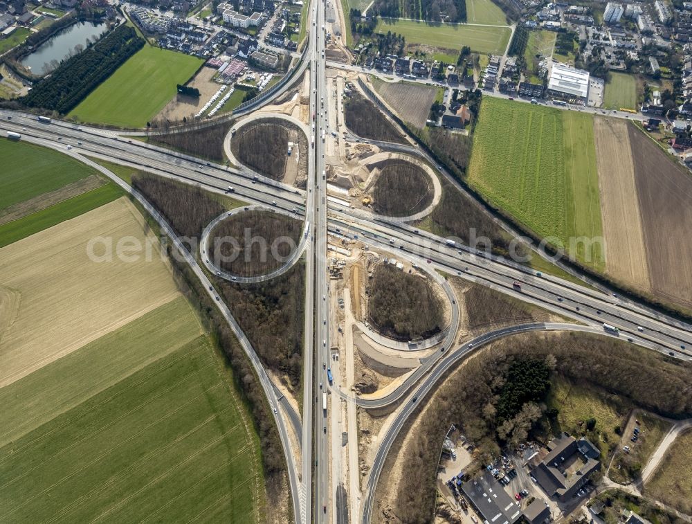 Kaarst from above - Expansion of the A57 from four to six lanes at the junction Kaarst in the state of North Rhine-Westphalia