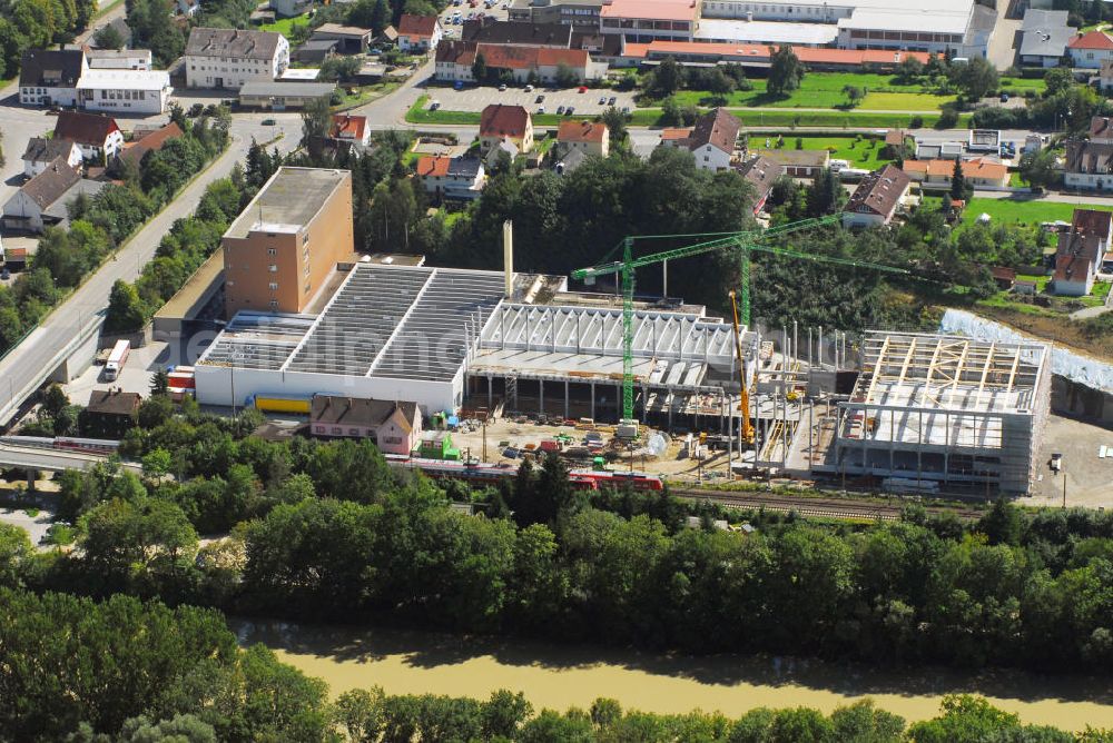 Aerial photograph Leipheim - Blick auf den Ausbau des Werk 2 des Metallwarenhersteller Wanzl. Das Unternehmen hat seinen Sitz in Leipheim. Kontakt: Gottfried Wanzl, Bubesheimer Straße 4 89340 Leipheim, Tel. +49(0)8221 729 0, Email: info@wanzl.de