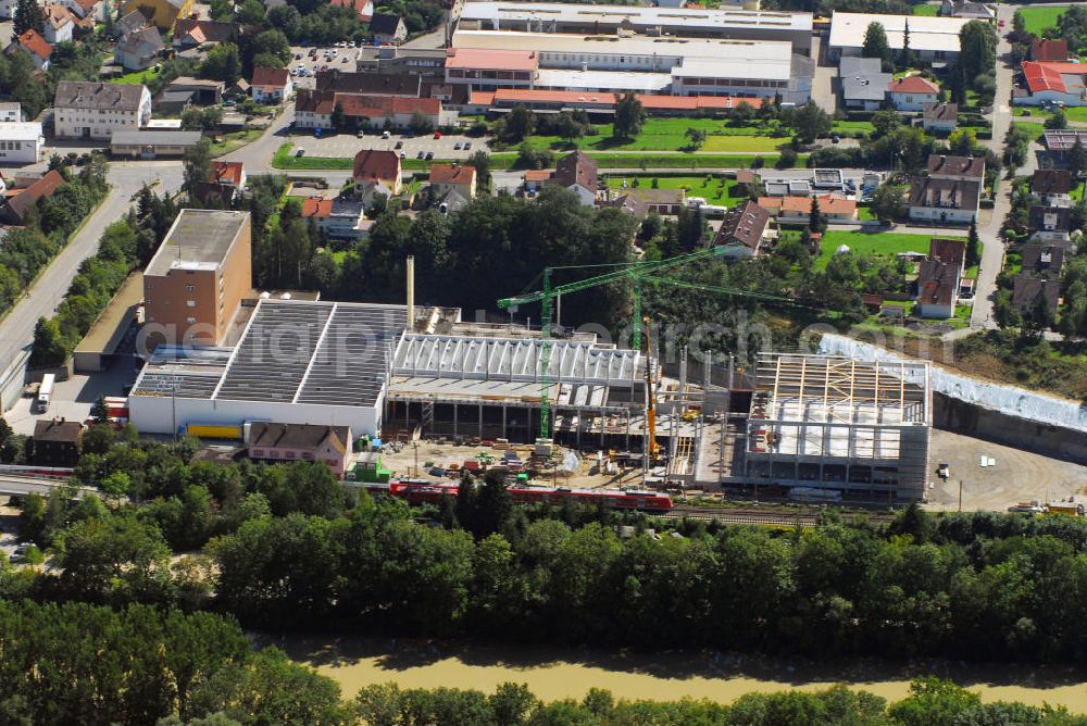 Leipheim from above - Blick auf den Ausbau des Werk 2 des Metallwarenhersteller Wanzl. Das Unternehmen hat seinen Sitz in Leipheim. Kontakt: Gottfried Wanzl, Bubesheimer Straße 4 89340 Leipheim, Tel. +49(0)8221 729 0, Email: info@wanzl.de