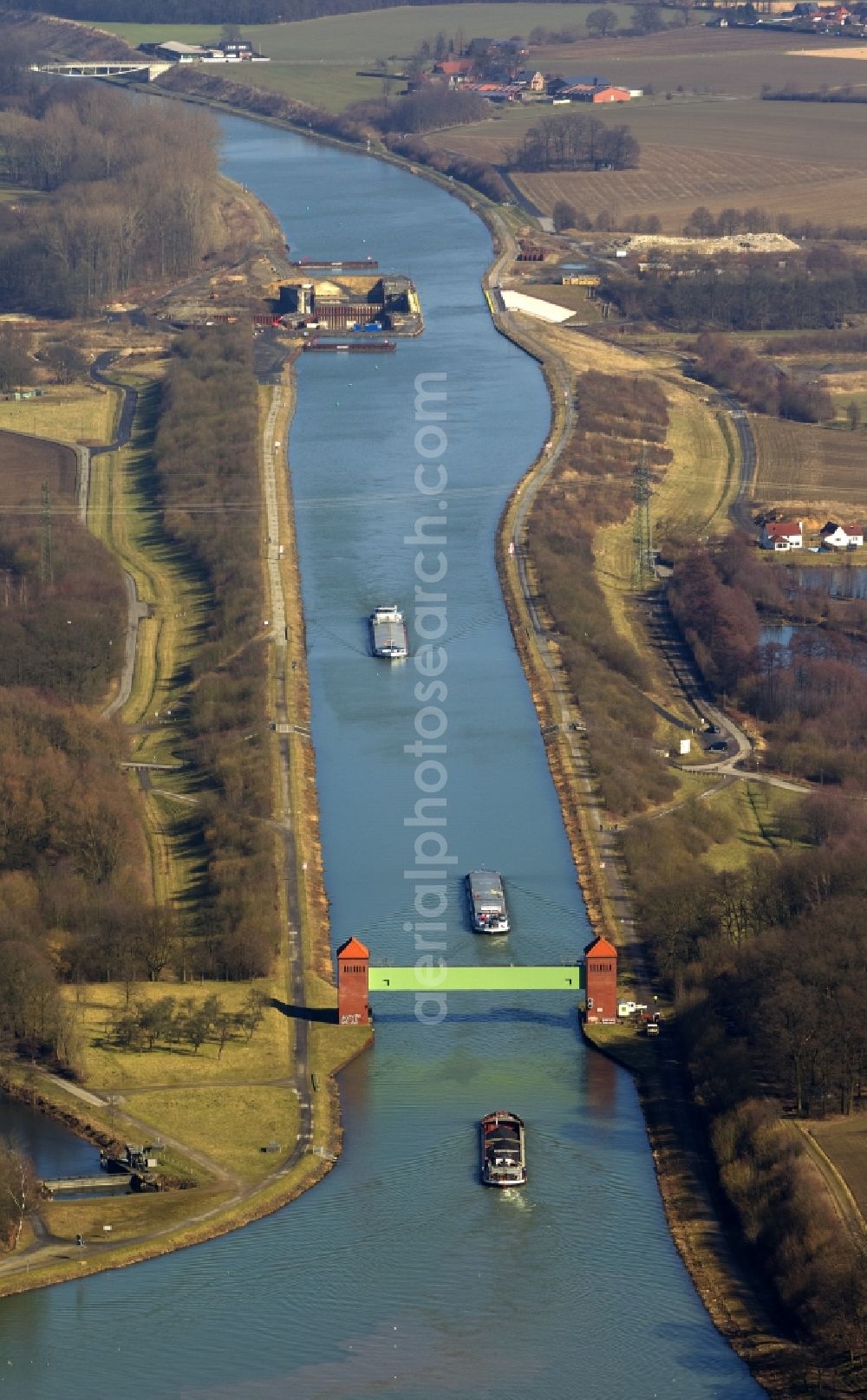 Aerial photograph Datteln - Upgrading of the waterway of the Dortmund-Ems canal to eliminate the bottleneck at the bridge lip with Datteln in North Rhine-Westphalia